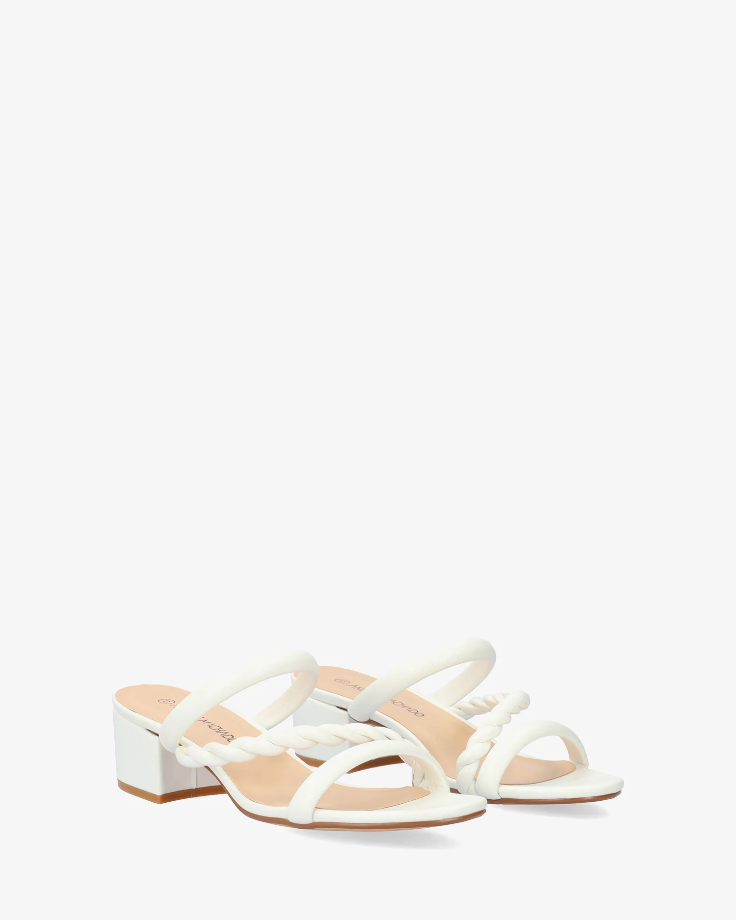 Y1563 Mule en soft blanco con tacón cuadrado - Imagen 2
